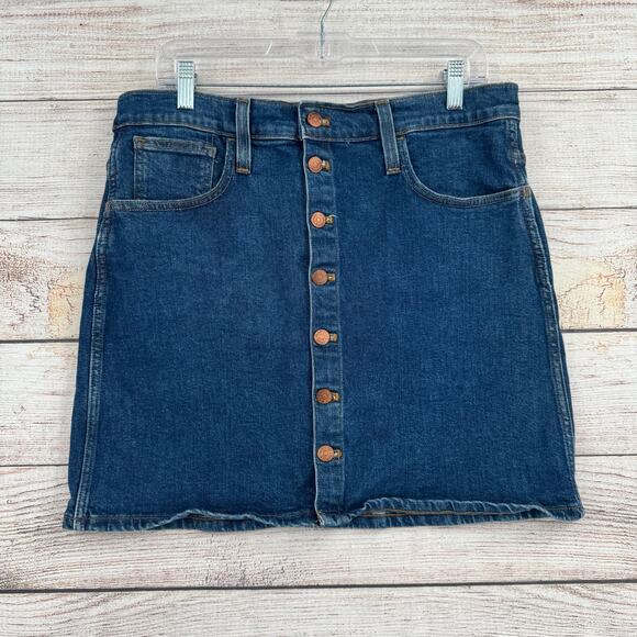 Madewell Denim Skirt Womens 31 Blue Button Front High Rise Casual Style L9974 - Picture 1 of 10